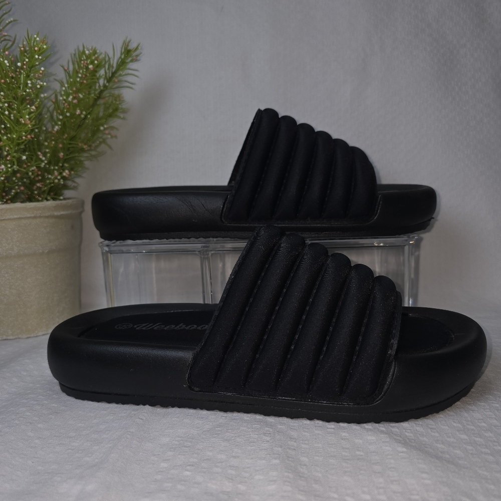 Weeboo Black Quilted Slides for Casual Comfort Womens Size 5.5